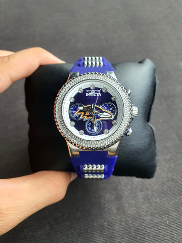 INVICTA NFL Baltimore Ravens Chronograph Quartz Crystal Purple Dial Ladies Watch